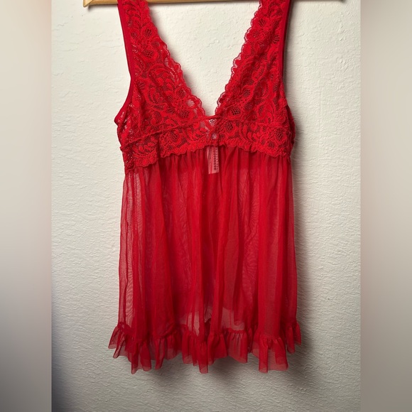 Forever 21 women’s lace red floral lingerie slip dress - Picture 6 of 7
